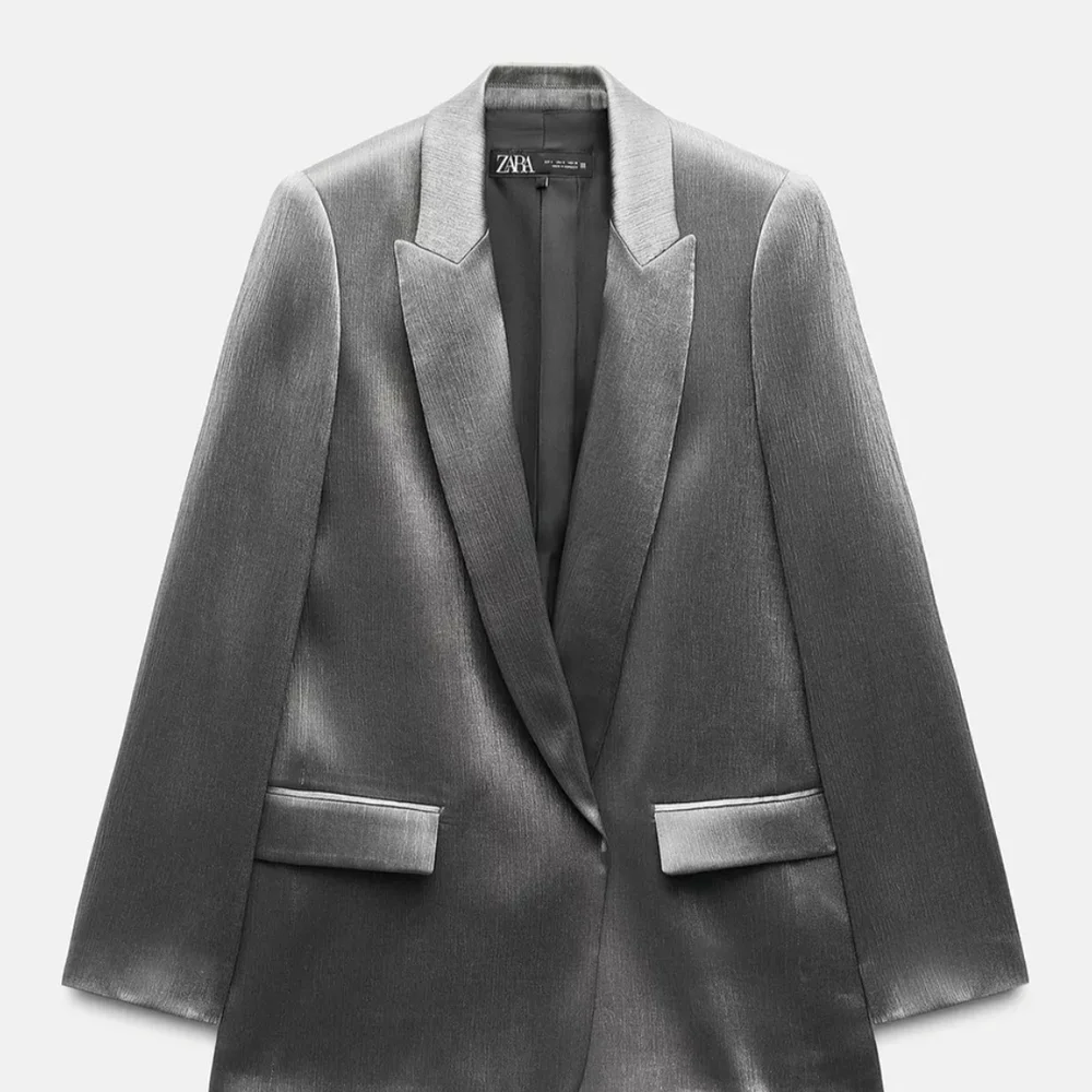 Zara Women's Silver Satin Blazer Jacket (Size L)and maching Pants (Size XL) - Picture 1 of 7